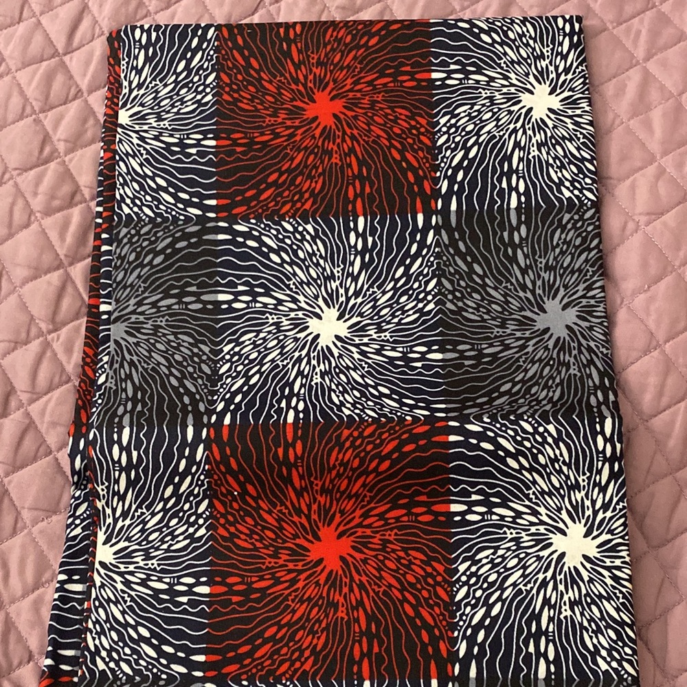 6yrds African Print Fabric Ankara Red BLK Wht mystery